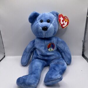 TY Beanie Baby PEACE BEAR 2003 (Blue Version) Vintage Ty Beanie Babies Plush Toy